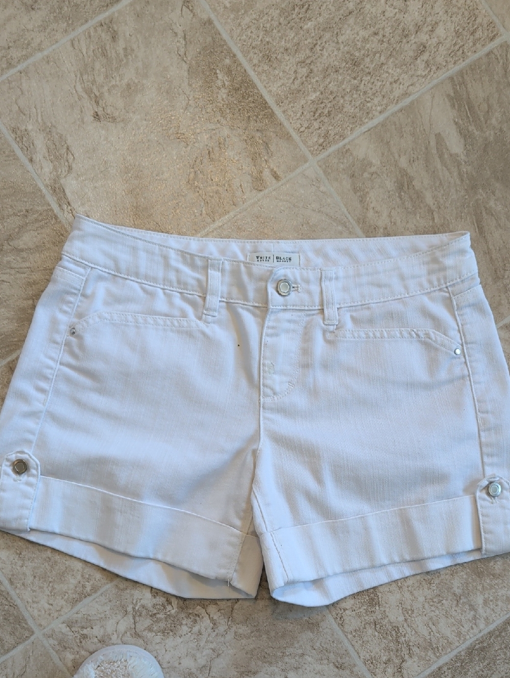 White House Black Market White Cuffed Denim Shorts